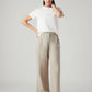 Women's Beige Straight Fit Mid Rise Trousers - Styleshot View