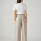 Women's Beige Straight Fit Mid Rise Trousers - Back View
