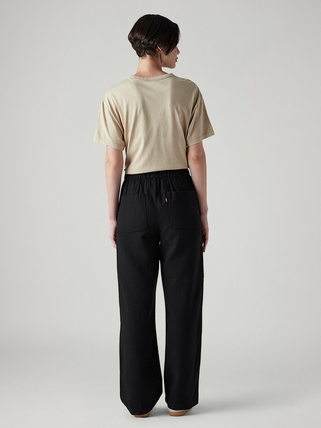 Women's Black Loose Fit High Rise Cargos - Back View