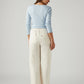 Women's Off White Loose Fit High Rise Trousers - Back View
