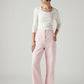 Women's Light Pink Loose Fit High Rise Cargos - Front View