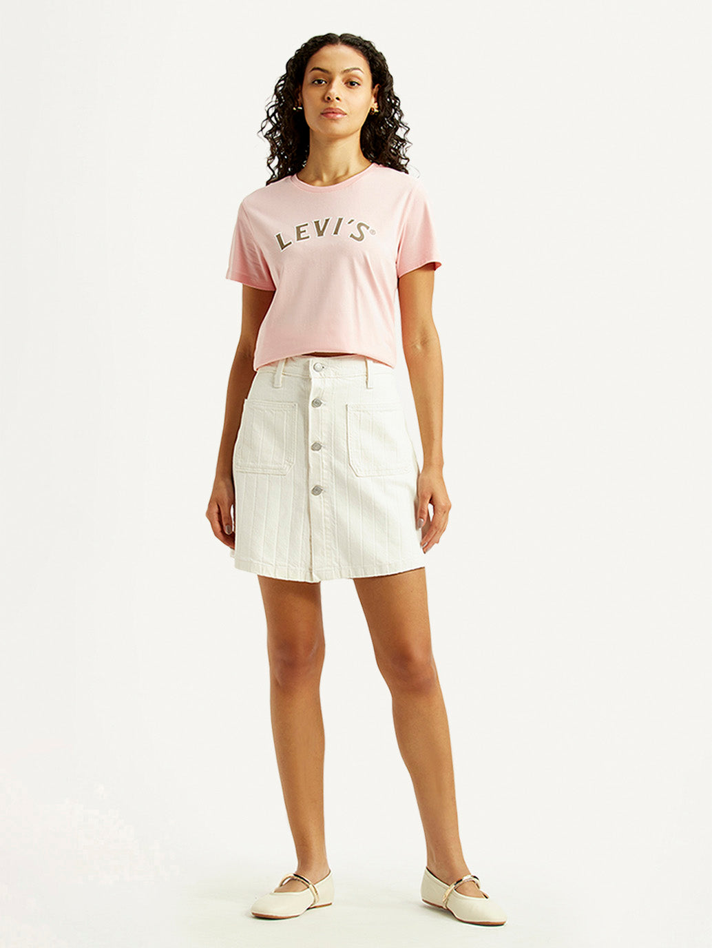 Women's White Regular Fit Mid Rise Skort - Front View