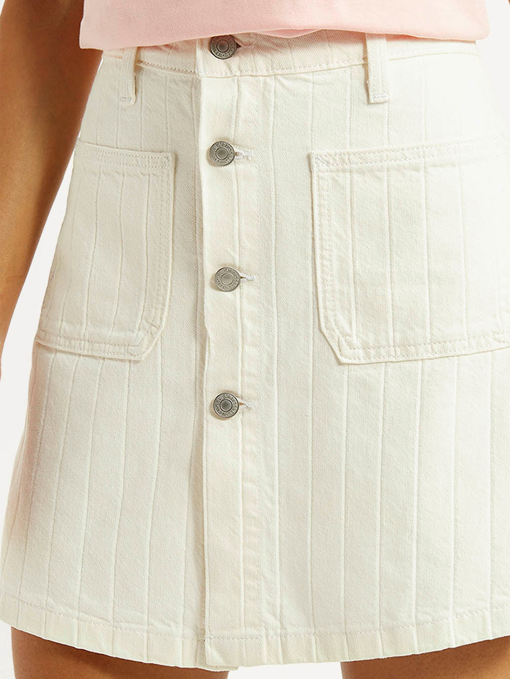Women's White Regular Fit Mid Rise Skort - Detail View
