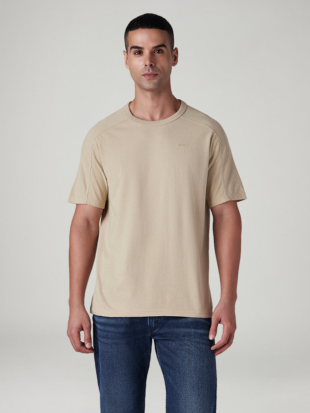 Men's Solid Regular Fit Jersey T-Shirt - Front View