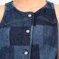 Women's Plaid Dark Blue Round Neck Top - detail View