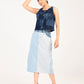 Women's Plaid Dark Blue Round Neck Top - 6 View