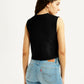 Women's Embroidered Black Crew Neck Top - Back View