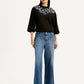Women's Blue XL Straight Loose Fit Mid Rise Jeans - Front View