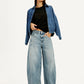 Women's Light Blue Baggy Dad Barrel Loose Fit Mid Rise Jeans - Elevated View