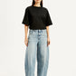 Women's Light Blue Baggy Dad Barrel Loose Fit Mid Rise Jeans - Front View