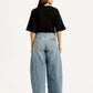 Women's Light Blue Baggy Dad Barrel Loose Fit Mid Rise Jeans - Back View