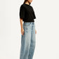 Women's Light Blue Baggy Dad Barrel Loose Fit Mid Rise Jeans - Side View
