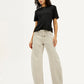 Women's Beige Barrel Loose Fit Mid Rise Jeans - Elevated View