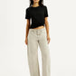 Women's Beige Barrel Loose Fit Mid Rise Jeans - Styleshot View