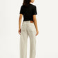 Women's Beige Barrel Loose Fit Mid Rise Jeans - Back View