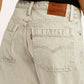 Women's Beige Barrel Loose Fit Mid Rise Jeans - Detail View
