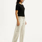 Women's Beige Barrel Loose Fit Mid Rise Jeans - Side View