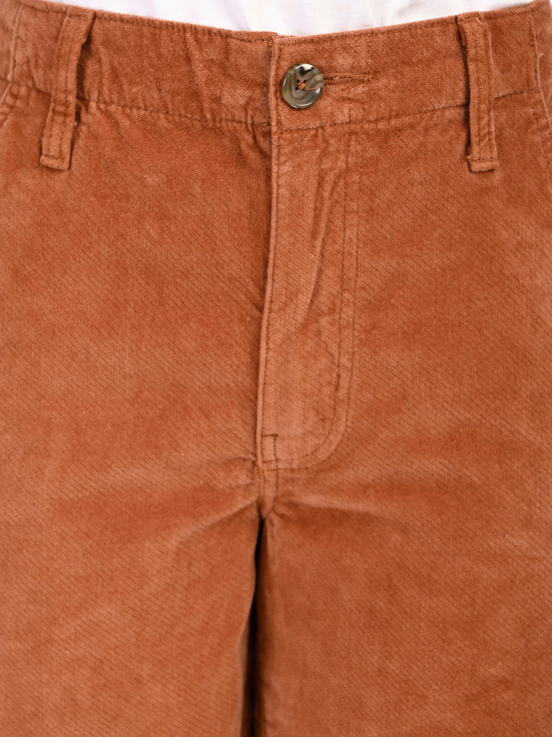 Women's Brown Loose Fit High Rise Trousers - detail View