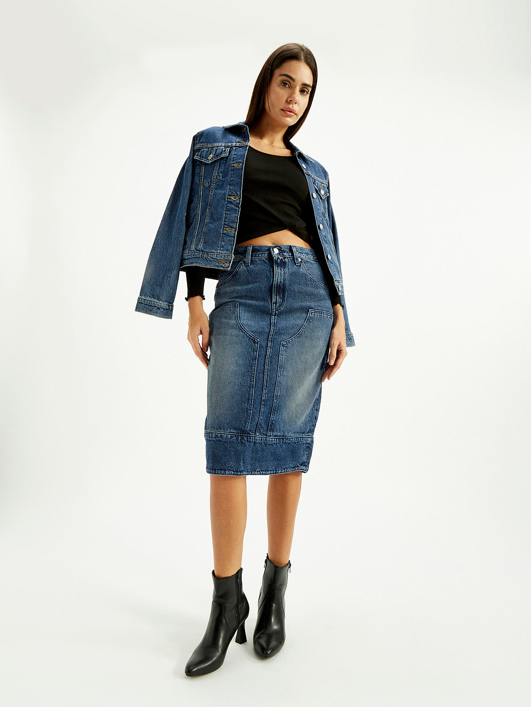 Women's Blue Regular Fit Mid Rise Skirt - Elevated View