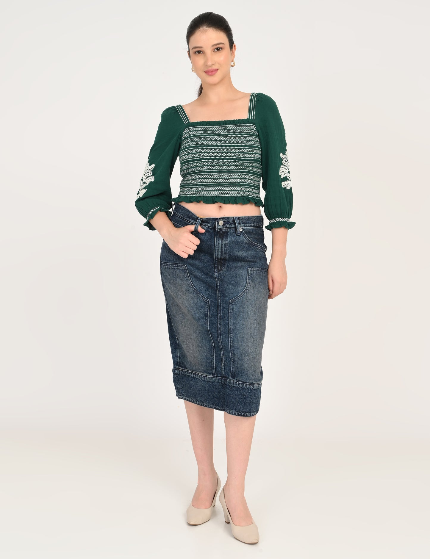Women's Mid Rise Blue Regular Fit Skirt - 6 View