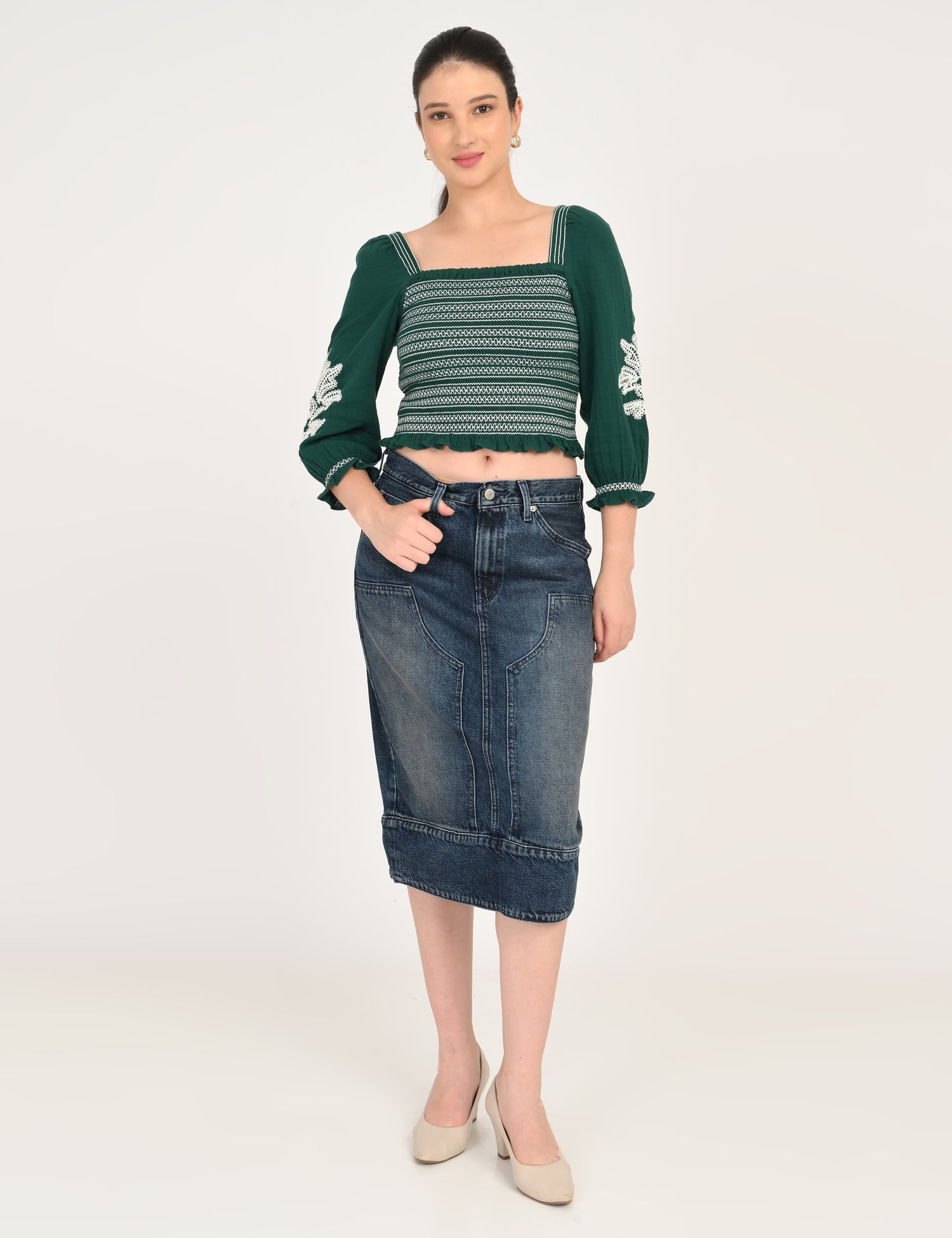 Women's Mid Rise Blue Regular Fit Skirt