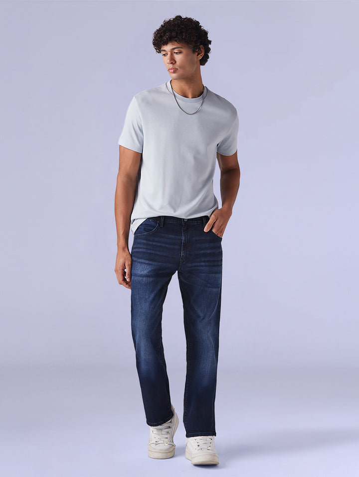 Men's 517 Dark Blue Bootcut Fit Mid Rise Redloop Jeans