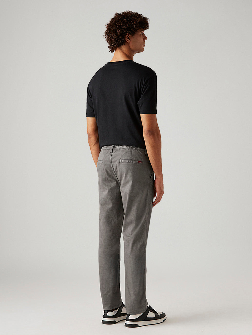 Men's Grey Relaxed Fit Mid Rise Tech Pant - Back View