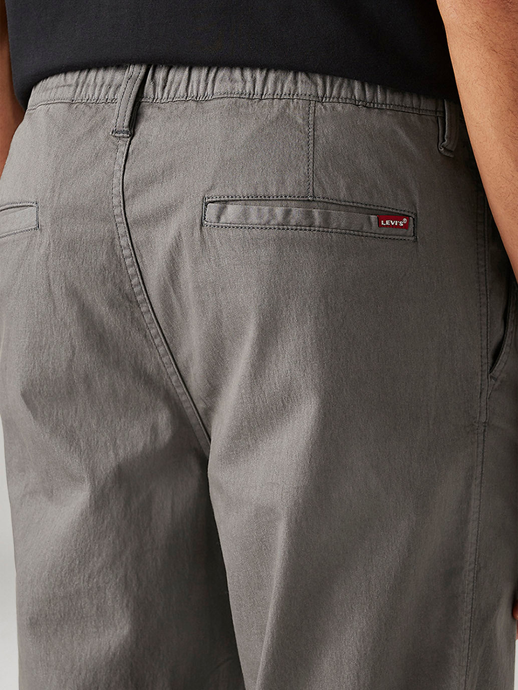 Men's Grey Relaxed Fit Mid Rise Tech Pant - Detail View