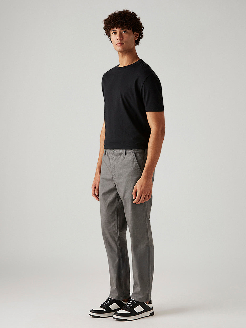 Men's Grey Relaxed Fit Mid Rise Tech Pant - Side View