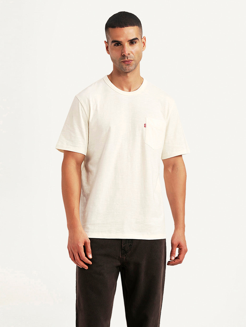 Men's Solid Off White Slim Fit T-shirt
