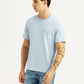 Men's Solid Light Blue Slim Fit T-shirt - Styleshot View