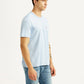 Men's Solid Light Blue Slim Fit T-shirt - Side View