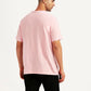 Men's Solid Pink Slim Fit T-shirt - Back View
