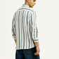 Men's Striped White Slim Fit Shirt - Back View