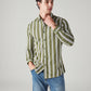 Men's Striped Olive Slim Fit Knitted Shirt - Styleshot View