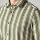 Men's Striped Olive Slim Fit Knitted Shirt - Detail View