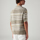 Men's Striped Taupe Loose Fit Polo T-shirt - Back View