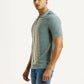 Men's Striped Light Blue Polo T-shirt - Side View