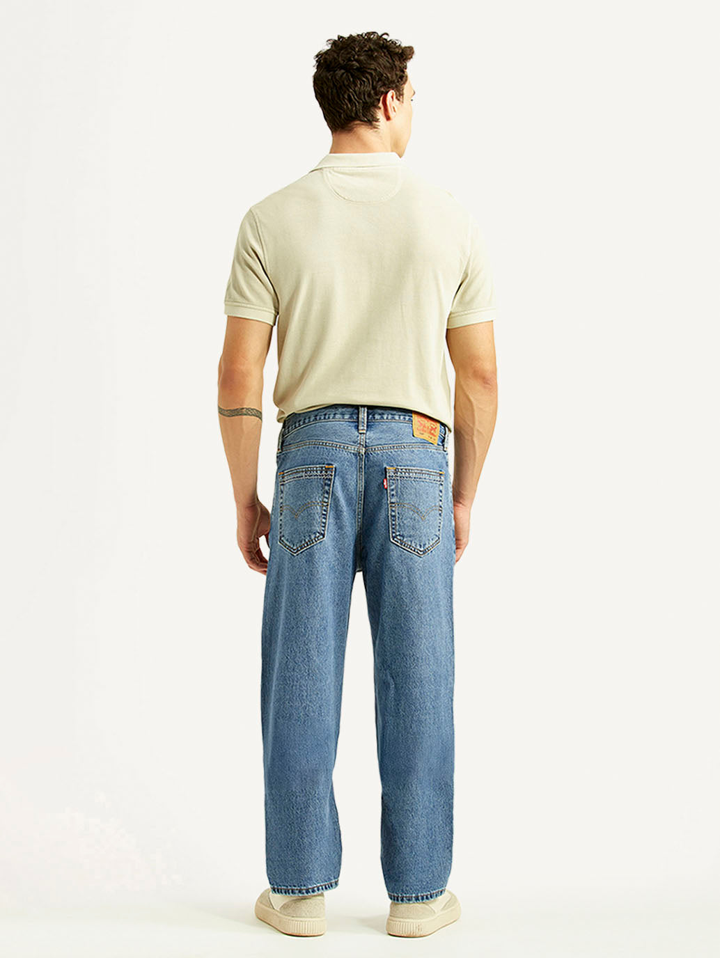 Men's 568 Blue Baggy Fit Mid Rise Jeans - Back View
