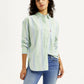Women's Striped Light Green Slim Fit Shirt - Styleshot View