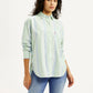 Women's Striped Light Green Slim Fit Shirt - Front View