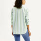 Women's Striped Light Green Slim Fit Shirt - Back View