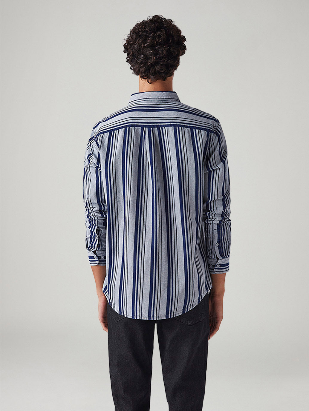 Men's Striped Slim Fit Shirt - Back View