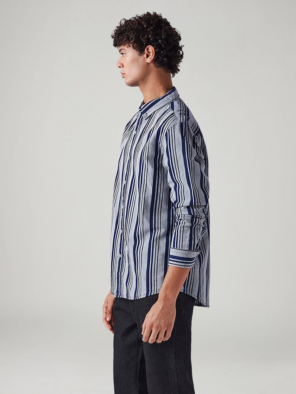 Men's Striped Slim Fit Shirt - Side View