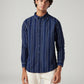 Men's Striped Slim Fit Linen Shirt - Front View