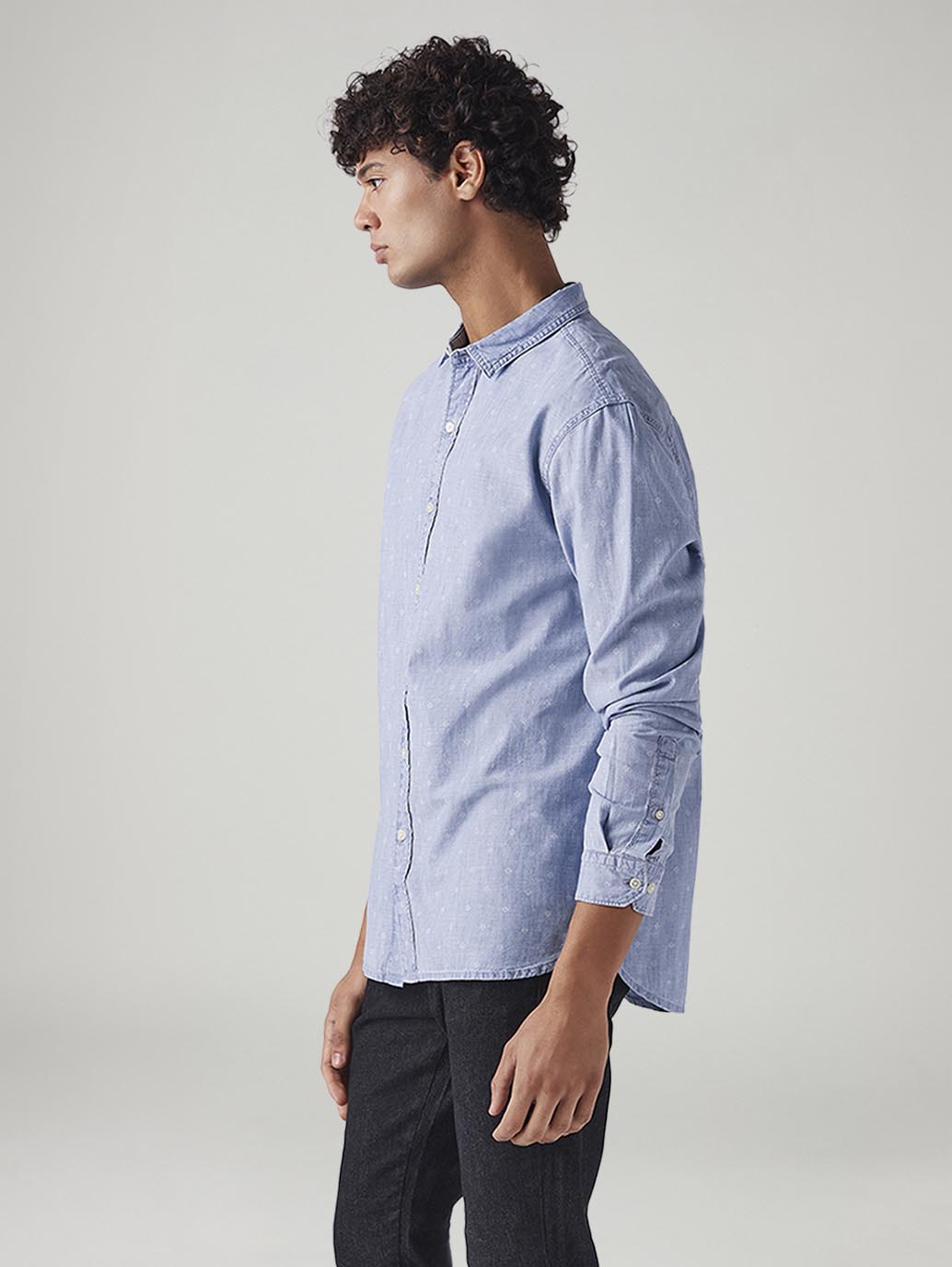 Men's Floral Slim Fit Shirt - Side View
