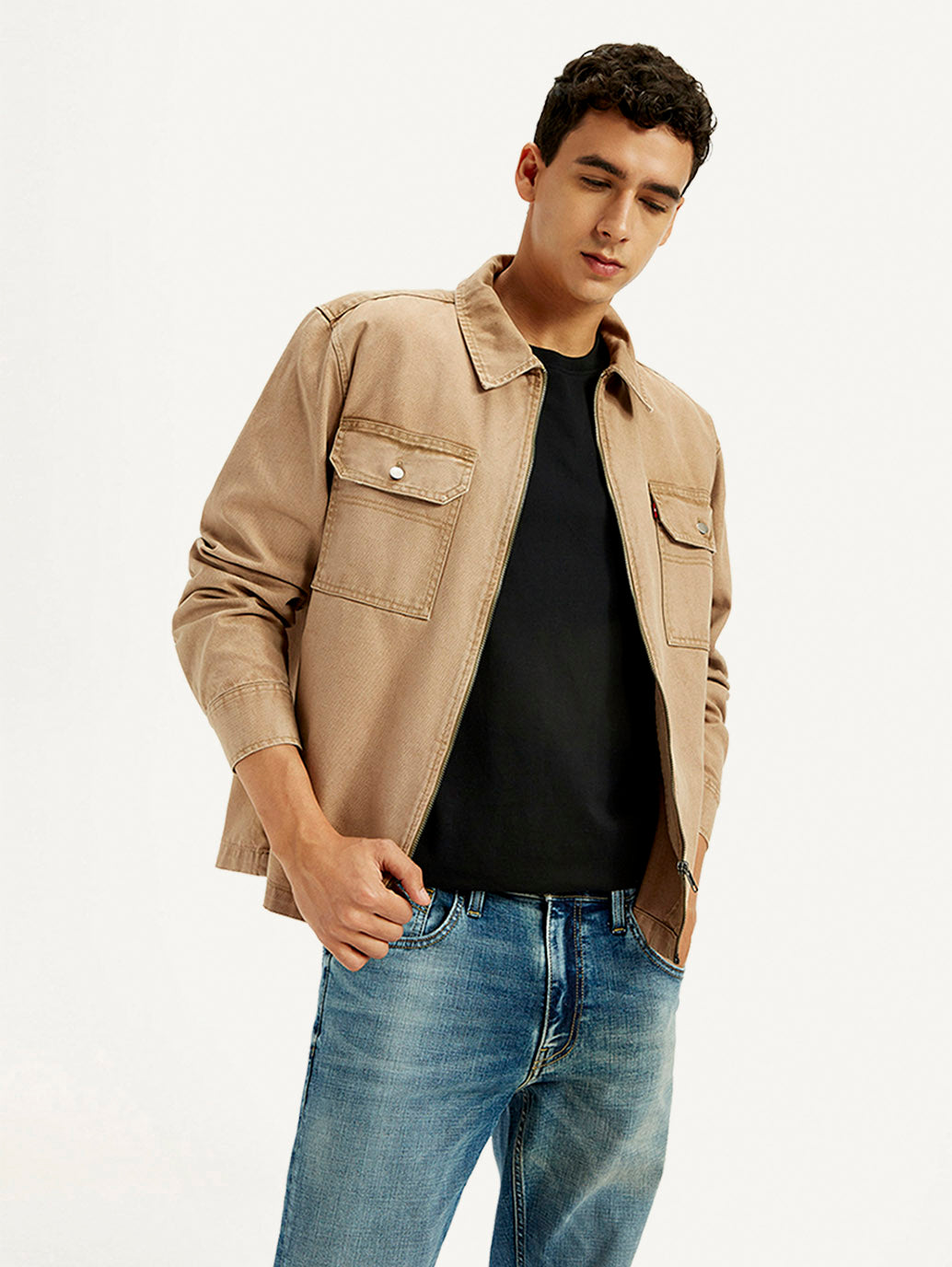 Men's Overdyed Solid Tan Shacket