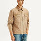 Men's Overdyed Solid Tan Shacket - Side View