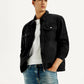 Men's Overdyed Solid Black Shacket - Elevated View