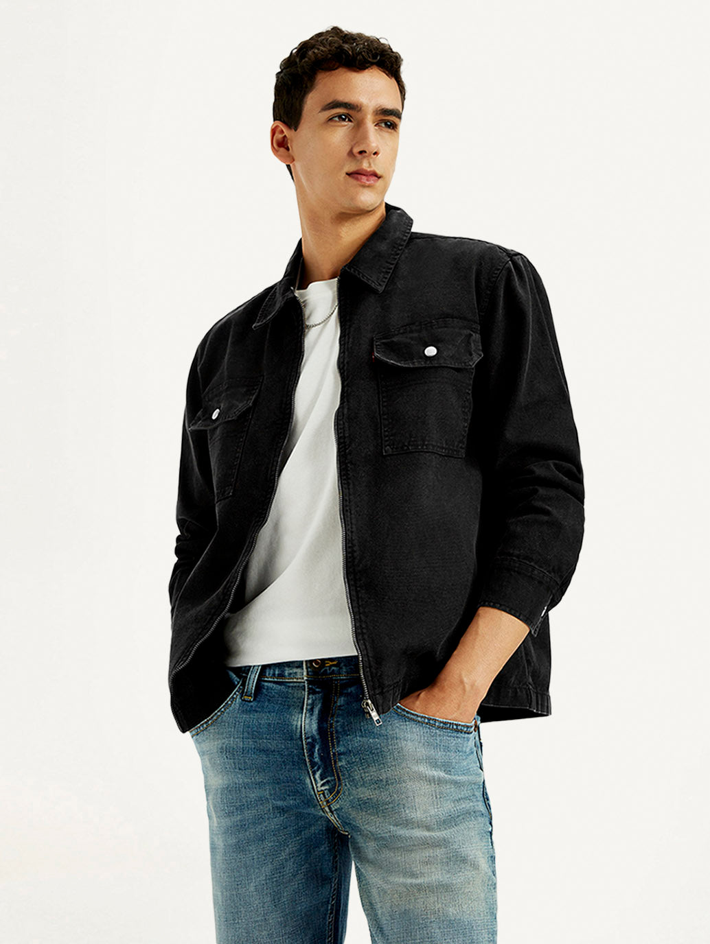 Men's Overdyed Solid Black Shacket